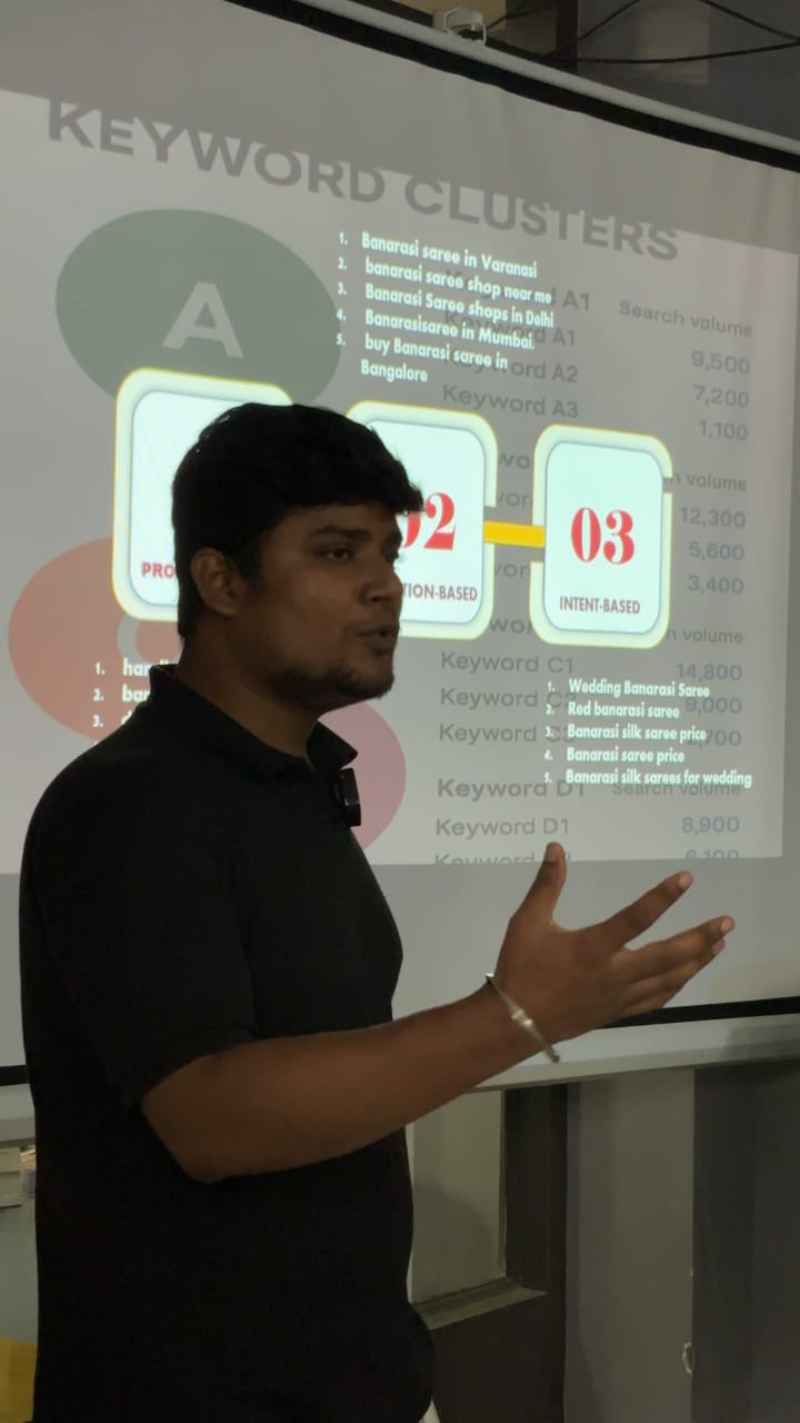 Rajat as SEO expert taking an session regarding client handling and AI seo